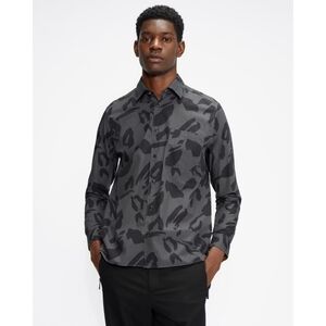 Ted Baker Karpass Leopard Long Sleeve Button Down Shirt Size 38